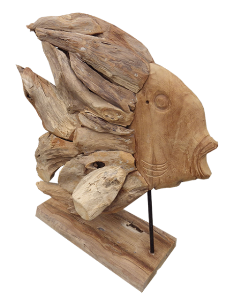 Fisch auf Ständer big aus Wurzelteak 55x36 x Höhe 56 cm